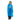 Front view of a female model wearing blue poncho with drawstring hood and white AO logo on the right side.