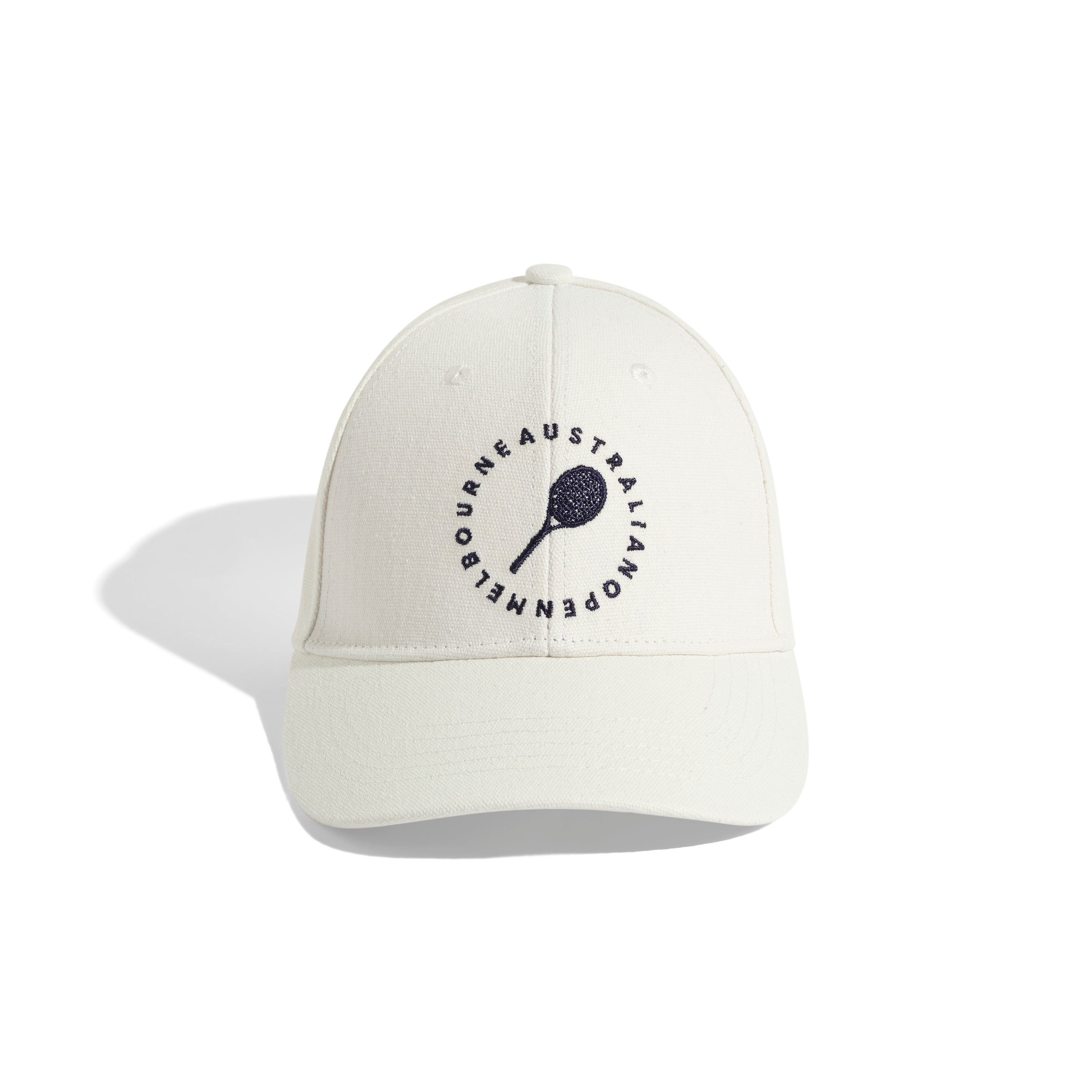 Cap Cream Embroidery Racquet Front View