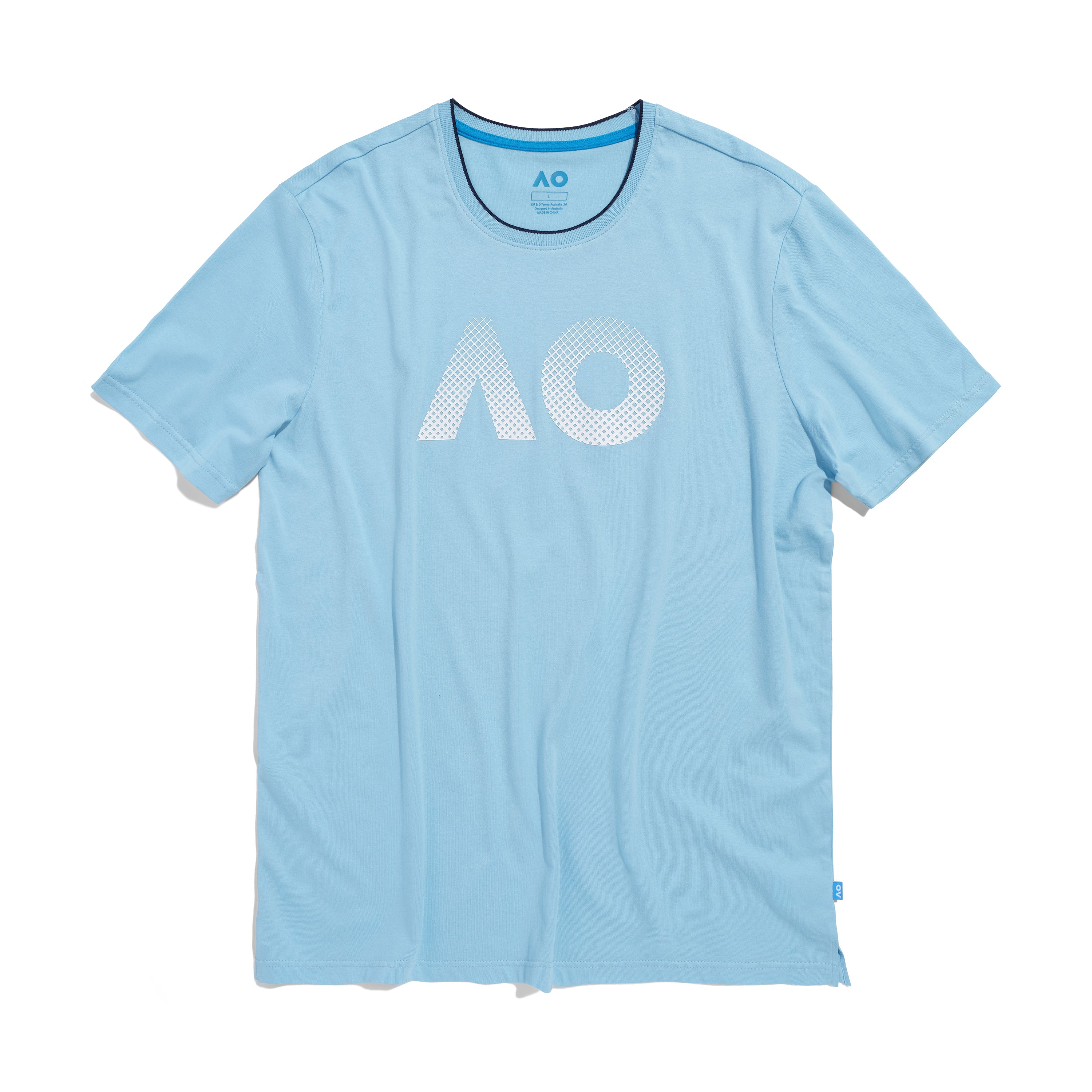 Kid's Unisex Blue T-Shirt AO Textured Logo Front View