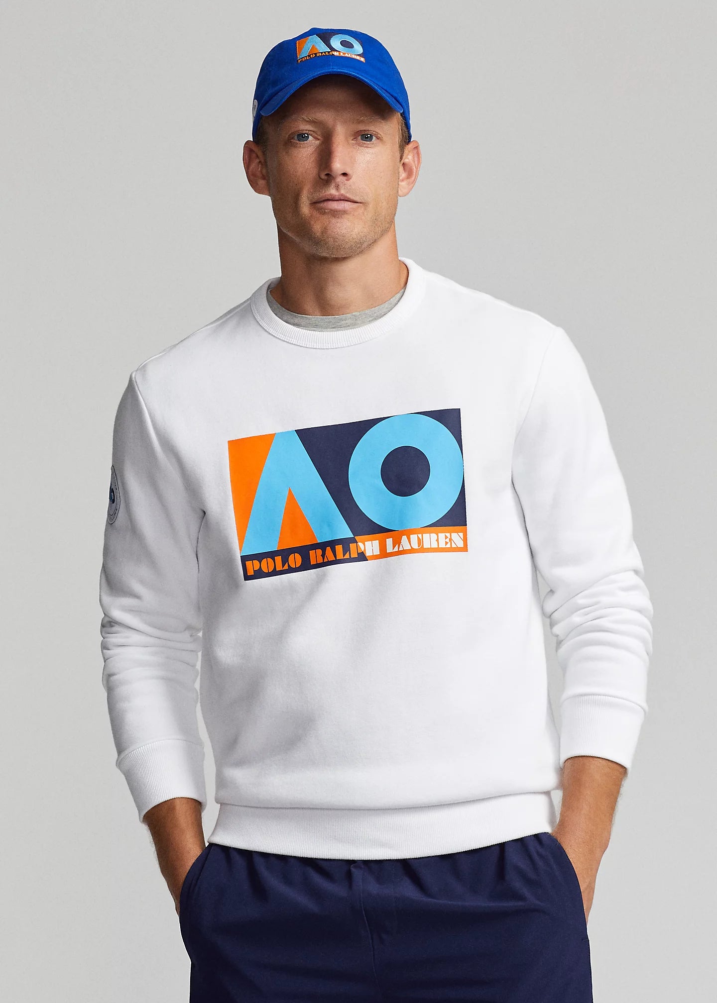 Men's White Sweatshirt AO Polo Front View