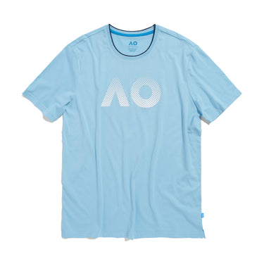 Men's Blue T-shirt AO Textured Logo Front View