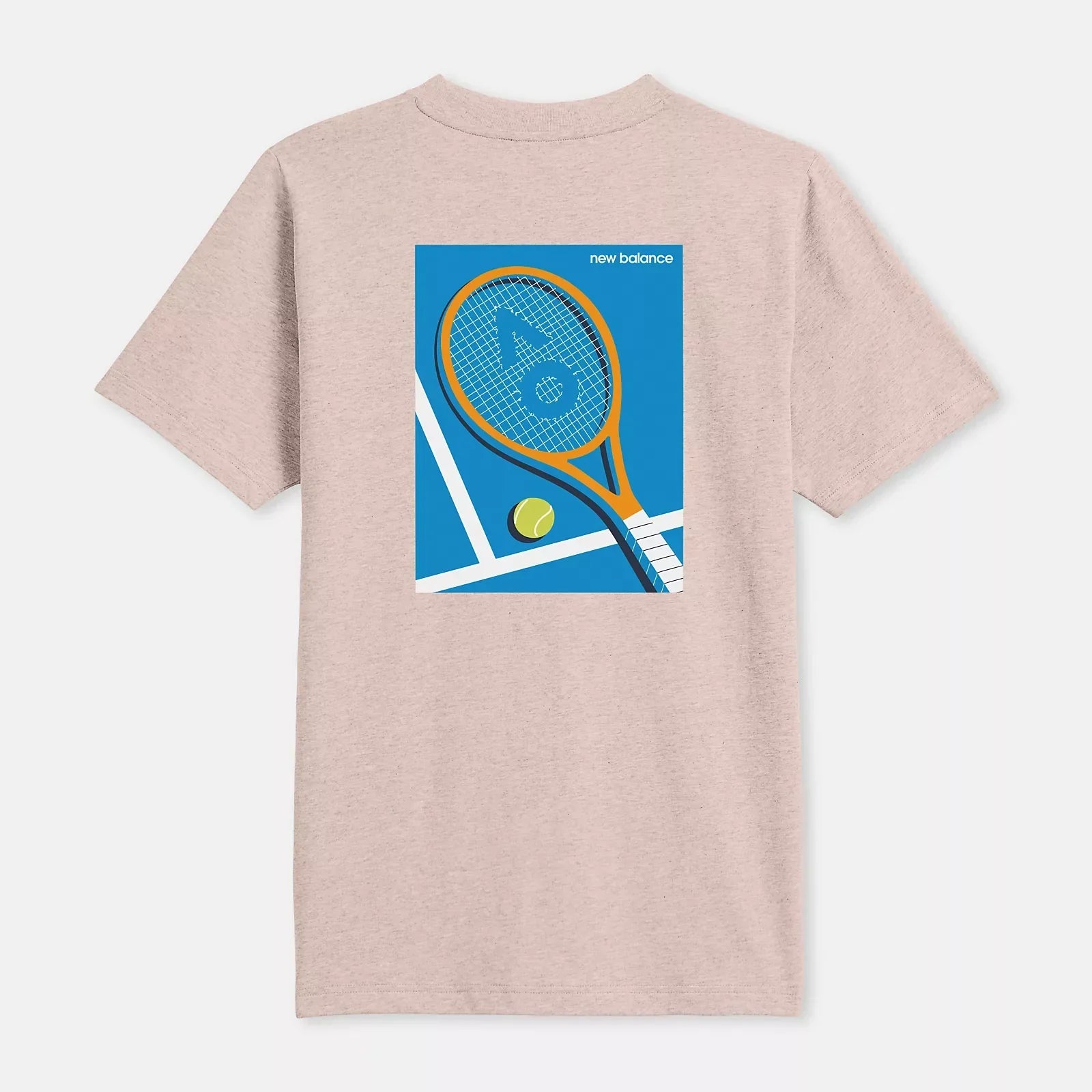 New Balance Women's Pink T-Shirt with Tennis Racquet Back Print