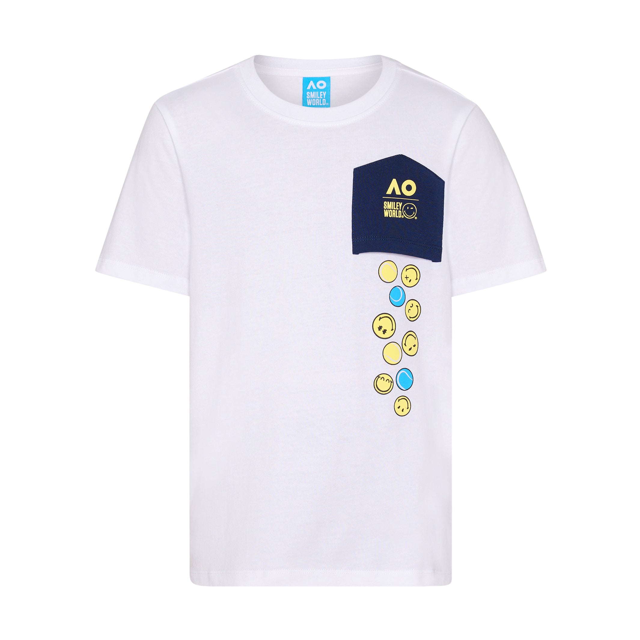 Boy's White T-Shirt SmileyWorld Pocket Front View