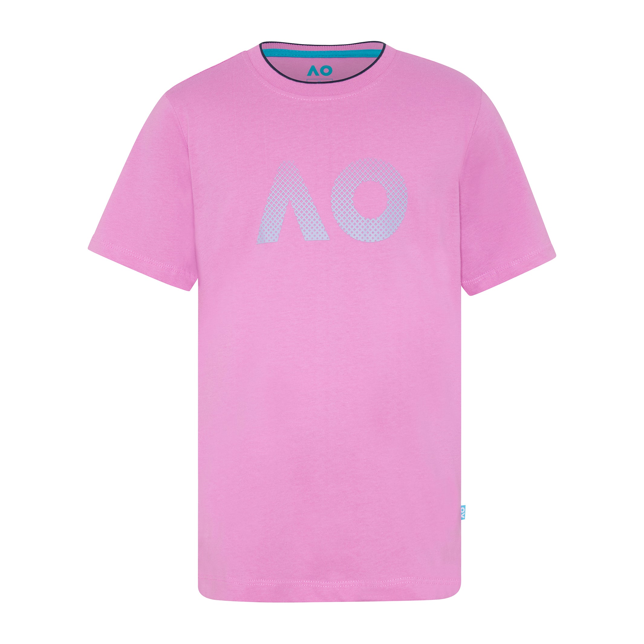 Kid's Unisex Pink T-Shirt AO Textured Logo Front View