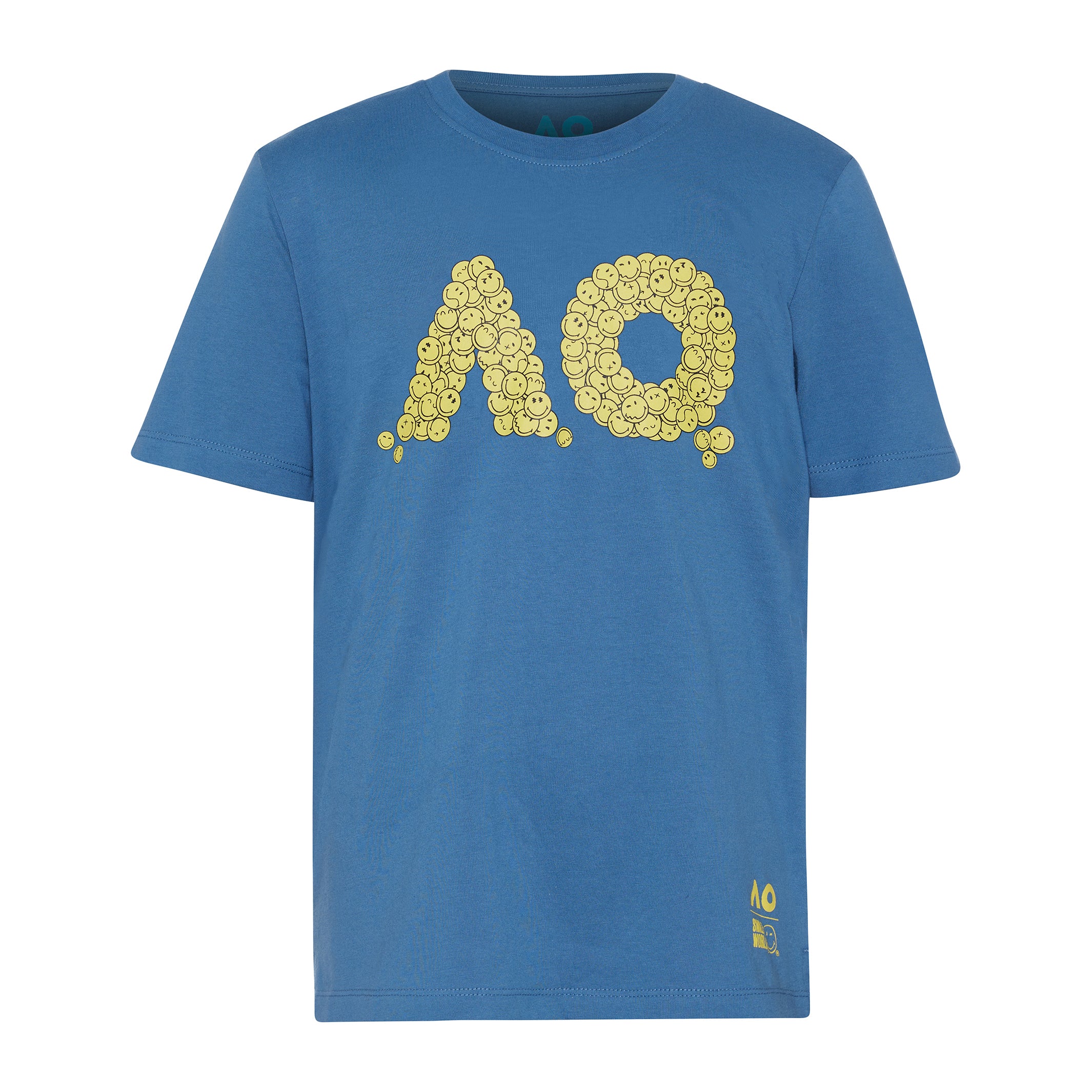 Boy's Blue T-Shirt SmileyWorld AO Logo Front View