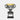 A silver-toned decorative trophy cup with a black pedestal base and a gold interior, shown on a plain white background.