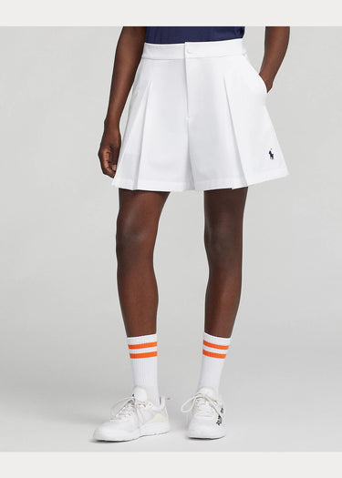 White Women's Shorts Pleated Front View