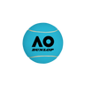 A blue mid-jumbo tennis ball with the AO Dunlop branding on it.