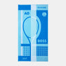 A rectangular beach towel featuring a blue and light blue graphic design inspired by the 2027 Australian Open in Melbourne, with a tennis racket, AO logo, BOSS branding, and a tennis ball icon.