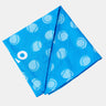 A bright blue square bandana, featuring a repeating pattern of white tennis balls and a white AO logo on the left side, displayed against a grey background.