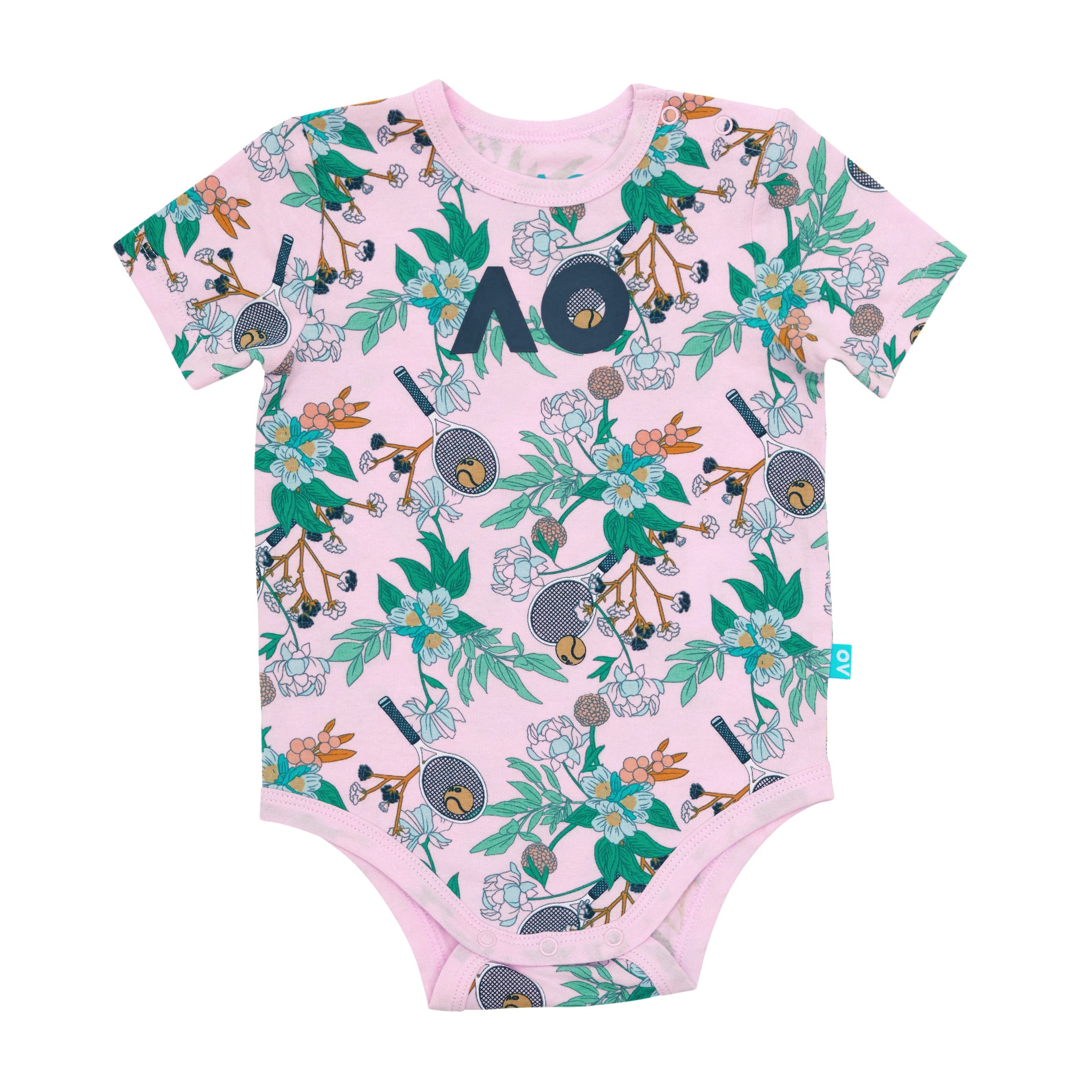 Baby Romper Pink Floral Print Front View