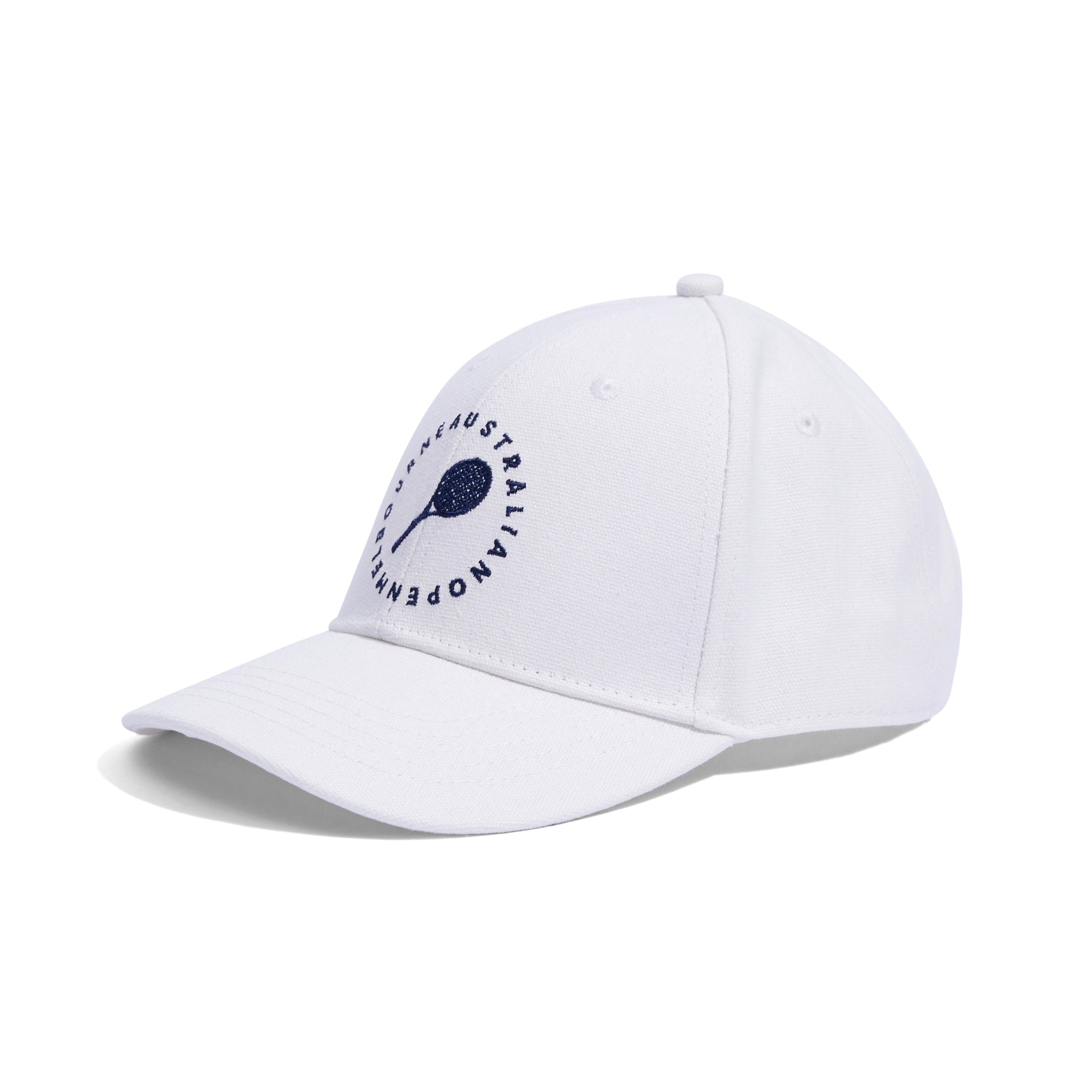 Cap Cream Embroidery Racquet Side View