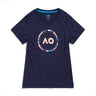 Girl's Navy T-Shirt Round Logo Front View