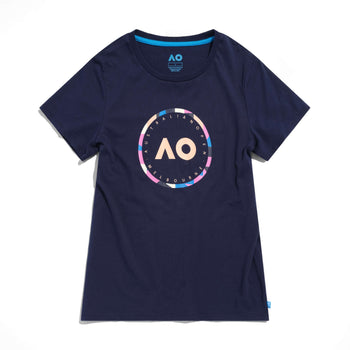Girl's Navy T-Shirt Round Logo Front View