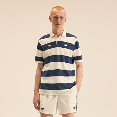 Men's Striped Polo Navy