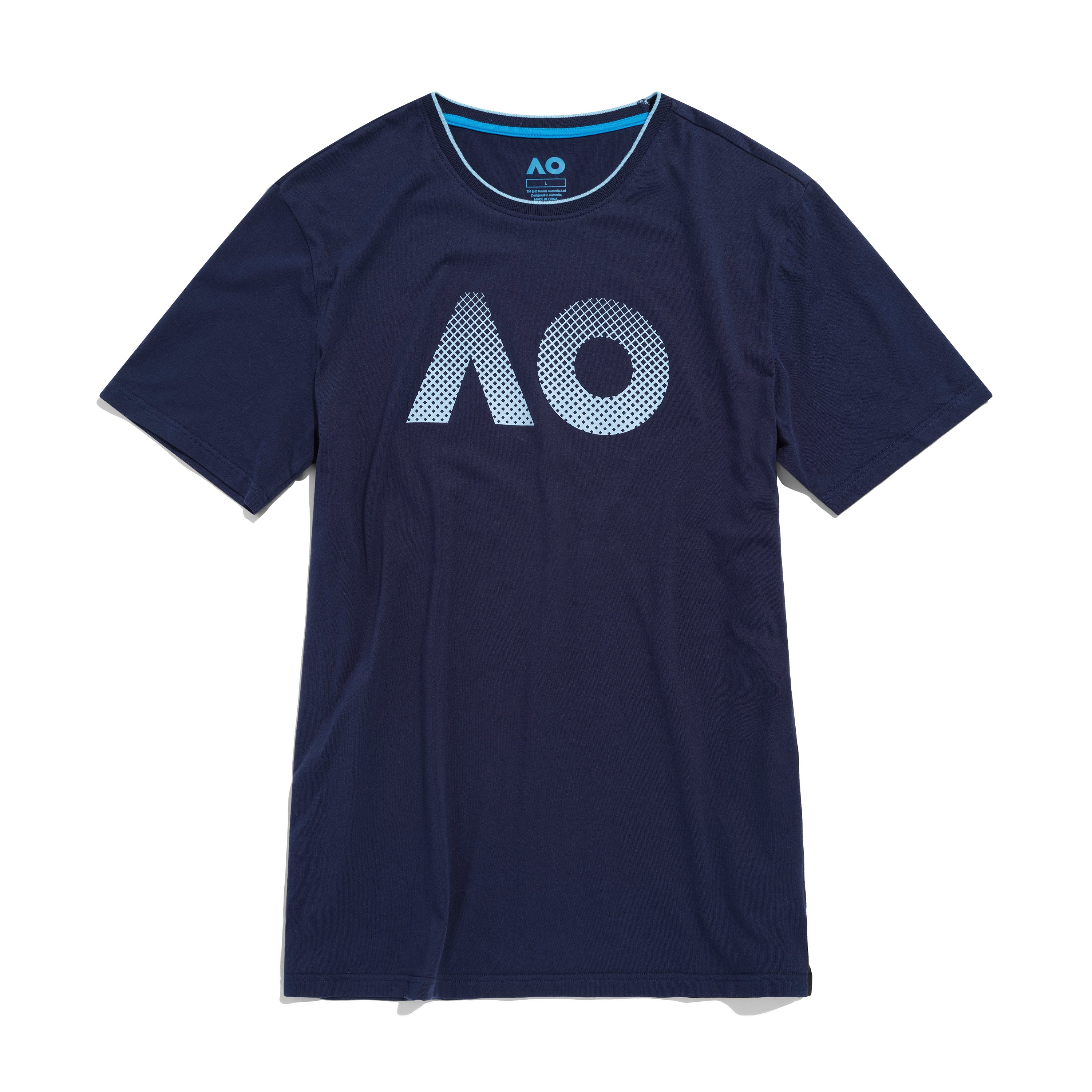 Men's Navy T-shirt AO Textured Logo Front View