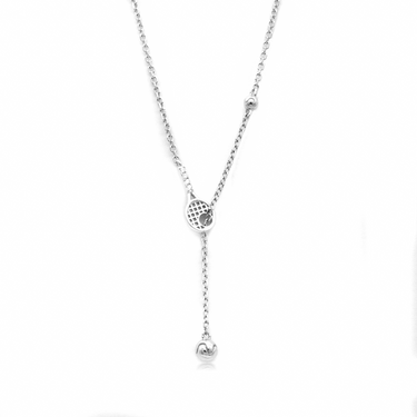 Australian Open Racquet & Ball Slider Necklace Silver