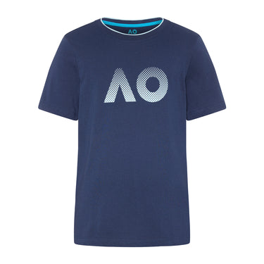 Kid's Unisex Navy T-Shirt AO Textured Logo Front View