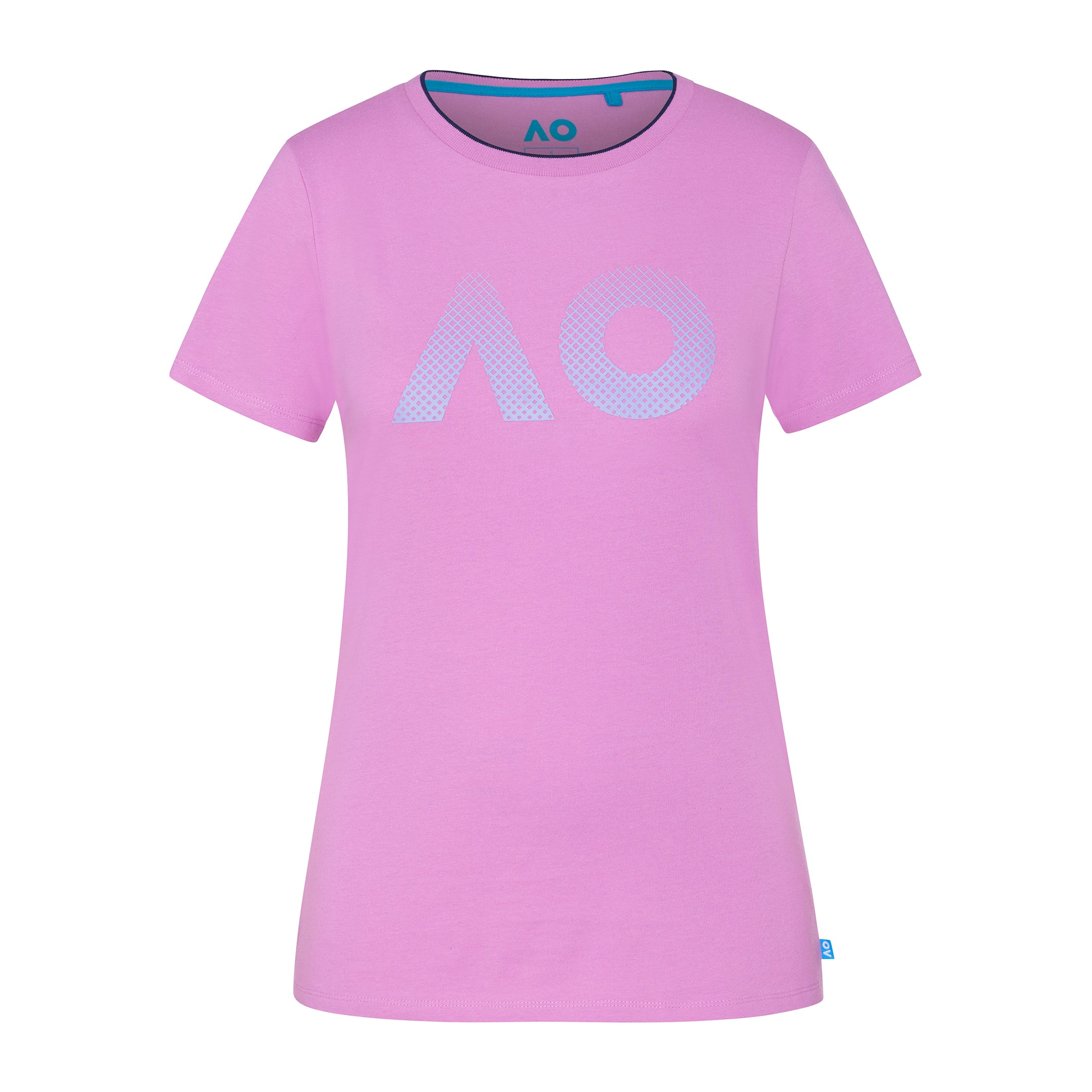 Women's Pink T-Shirt AO Textured Logo Front View