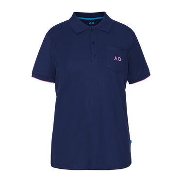 Women's Navy Polo Pocket AO Logo Front View