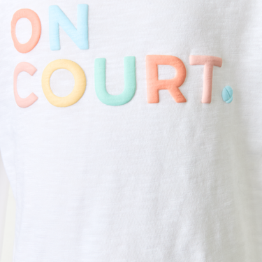 T-Shirt - Girl's White On Court Print - Kids